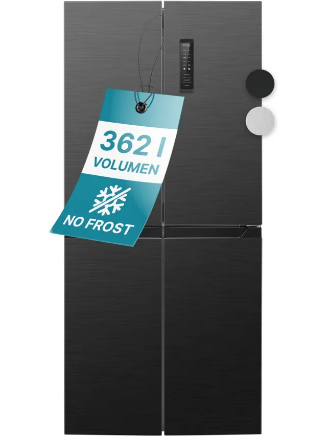 Bomann KG 7358 – Amerikaanse Koelkast - French Door - Cross Door Koel-vriescombinatie - 362 Liter - Total No Frost - Dark Inox Zwart