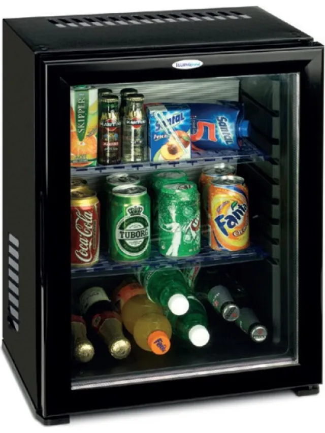 Technomax HP27LGN minibar koelkast - 27 liter - compleet geruisloos - glazen deur - binnenverlichting Zwart