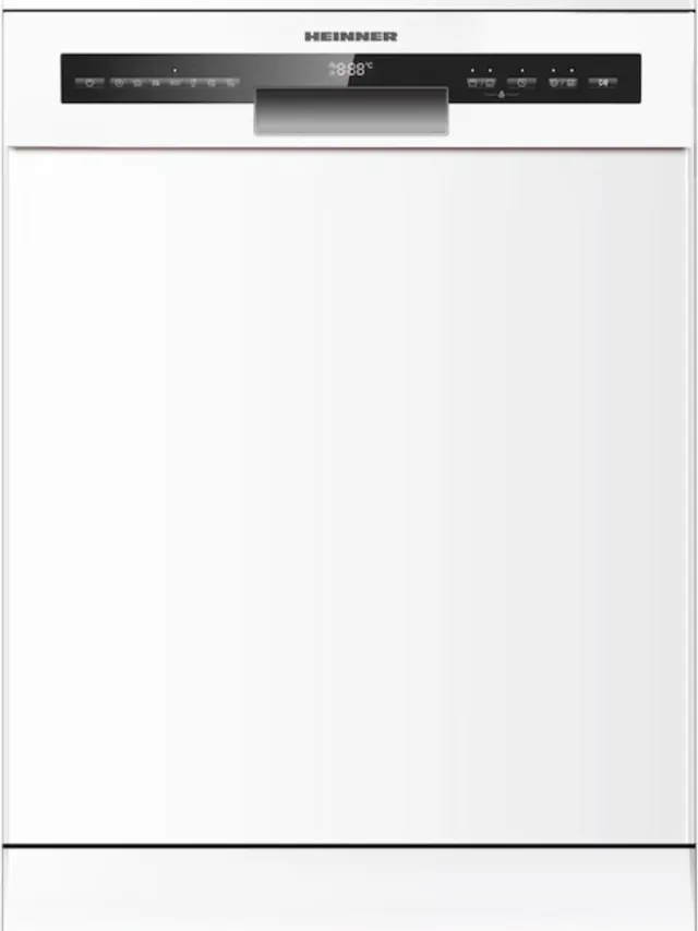 Heinner Vrijstaande Vaatwasser 60 cm – 14 Couverts – Auto Open Droogsysteem – Hygiëne 70°C – Extra Droog – 7 Programma's – AquaStop – Digitaal Display – 49 dB – 5 Jaar Garantie Wit