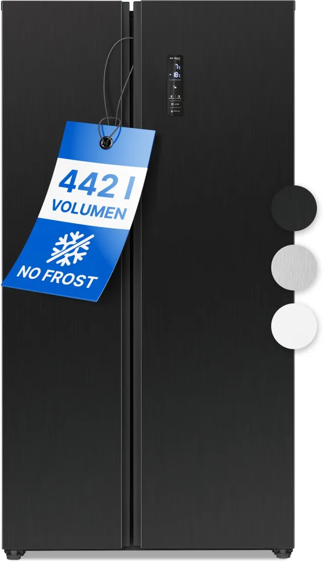 Bomann SBS 7344 - Amerikaanse Koelkast - Side-by-Side - 442 Liter - Total No Frost - Dark Inox Look Zwart