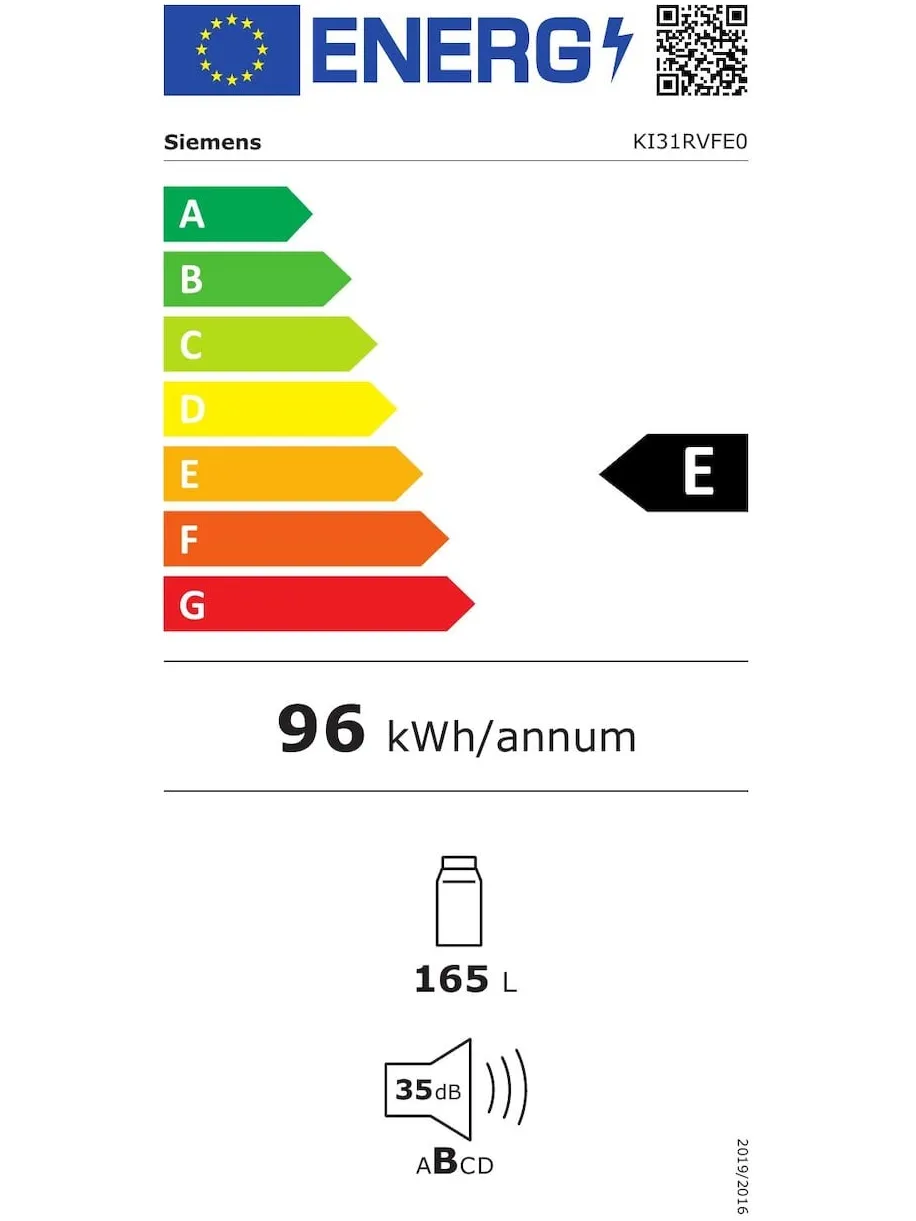 Siemens KI31RVFE0 Inbouw koelkast zonder vriesvak wit