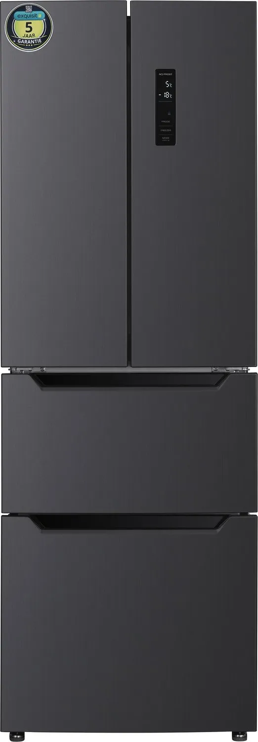 Exquisit FD436-040DGD French Door – 320 L – Koel-vriescombinatie – 39 dB – 63,5 cm breed – Metal Dark Grey
