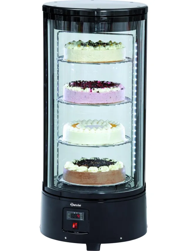 Bartscher Gebaksvitrine - 72L - Roterend - Zwart - Convectiekoeling - Ø450x983mm