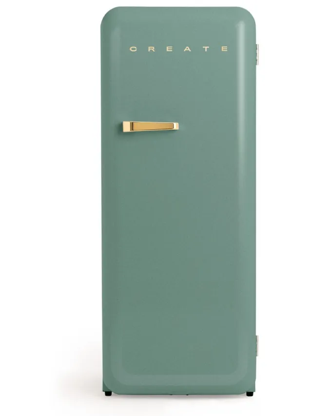 Create Koelkast in retrostijl - Sage - Handvat Goud - FRIDGE RETRO 281L