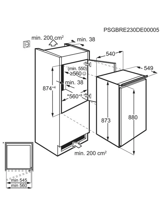 AEG TF5OS882DS inbouwkoelkast, 124 liter, nishoogte 88 cm wit, foto 3