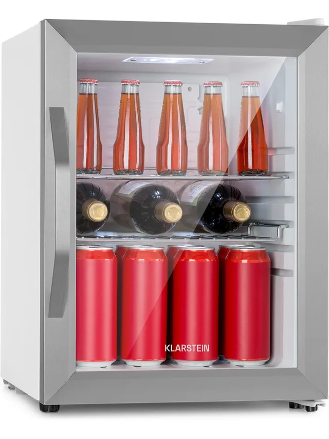 Klarstein Flessenkoelkast Beersafe Crystal White bierkoelkast, drankkoelkast met glazen deur, koelkast, met een inhoud van 33 liter - LED - RVS - Touch - Bottle Cooler - Bierkoeler - Drankkoeler Zilver