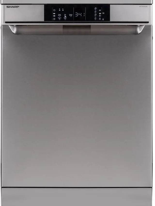 Sharp QWNA1DF45EIEU - Vrijstaande vaatwasser - 60cm - Energielabel E - Topsproeier - Besteklade - RVS deur zilver