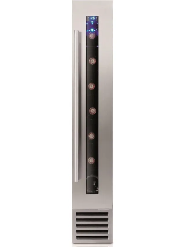Le Chai LM70 - Onderbouw Wijnkoelkast - 7 Flessen - 1 zone- 15 cm Breed - Anti UV-glas Zilver - RVS