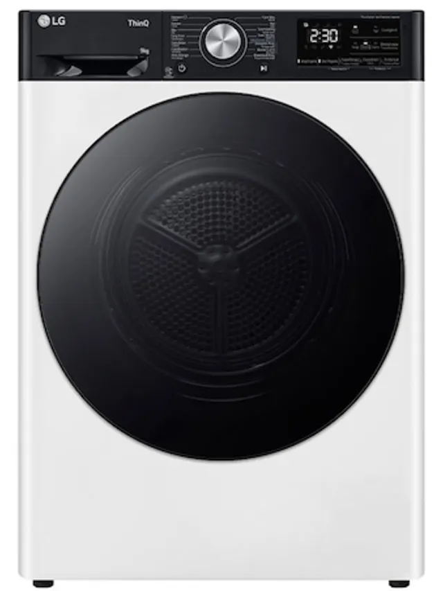Lg RH90V9LVEN wasdroger - 9 kg, C, Dual inverter heatpump, 62 dBA, 14 programma's Black;White