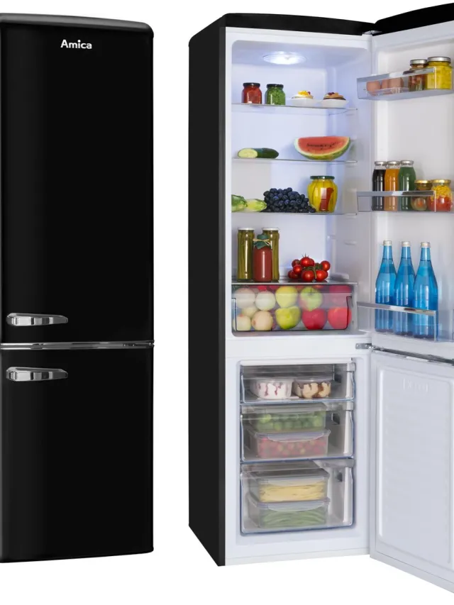 Amica AR8242N koel-vriescombinatie, 244 liter, zwart Hoogglans Zwart