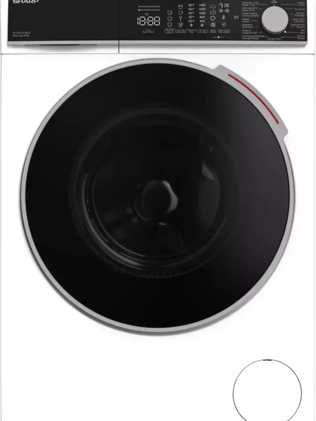 Sharp ESNL814CWDABE - wasmachine - energie klasse A - 8KG - 1400 toeren - 15 programma's - Ned/Fra bedieningspaneel - wit