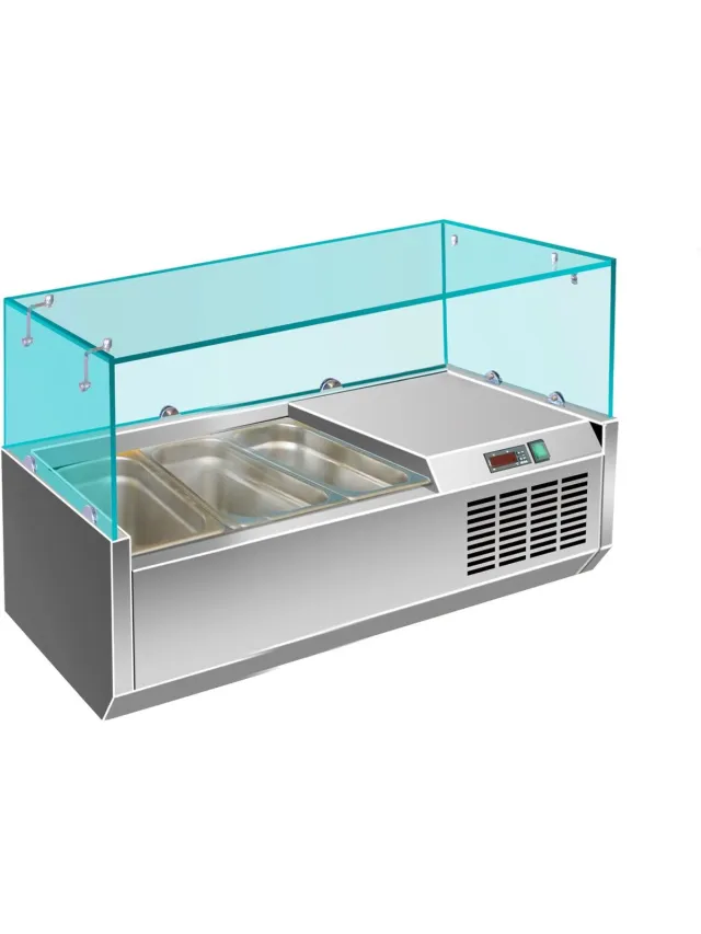 Saro Koelvitrine - Glazen Opzet - 3x GN 1/3 - Saro VRX955/380 323-1029 - Horeca & Professioneel Grijs