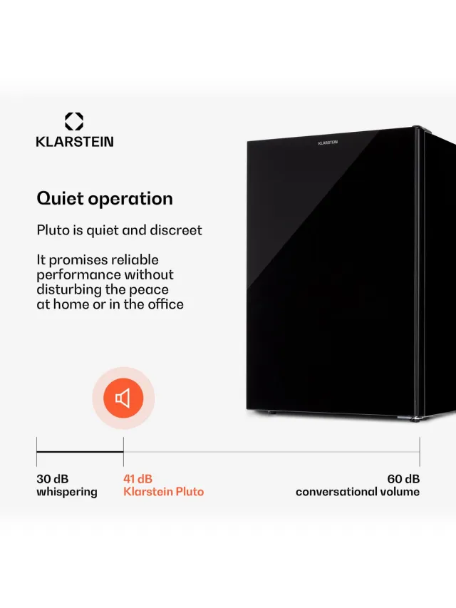 Klarstein Pluto diepvrieskast - 1 koelzone, thermostaat met 5 standen, 0 tot -18 °C, met glazen deur, voetjes voor hoogteverstelling, stille werking, totaalvolume van 80 liter, zwart