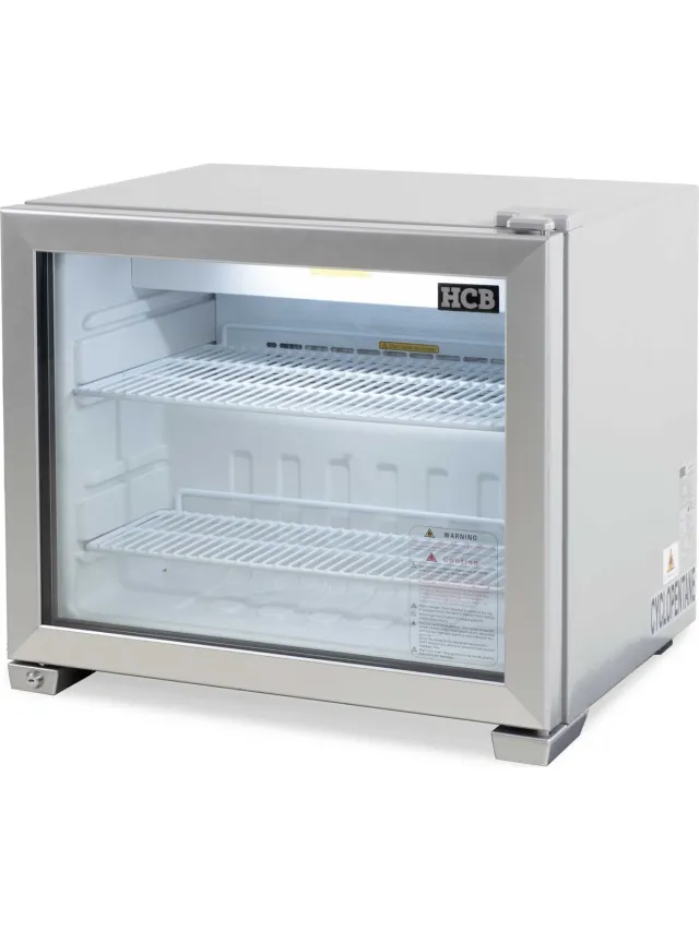 HCB Professionele Horeca Glasdeur koelkast - 55 liter - 230V - Zuinige koeling met glazen deur - Flessenkoelkast - Drankenkoelkast - 53x62x55 cm (DxBxH) - 35 kg - Frigo - 7652 Grijs