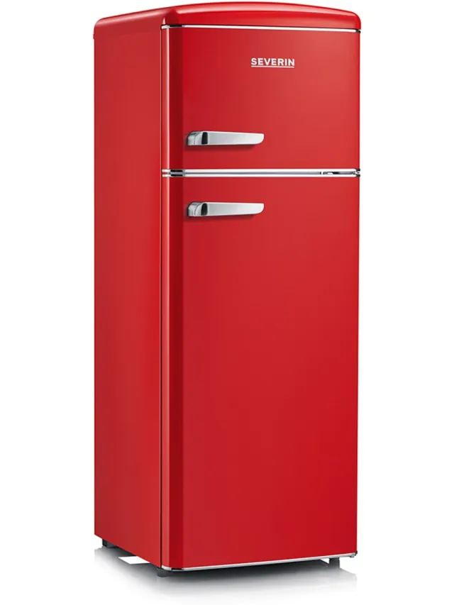 Severin RKG 8944 Retro Koel-vriescombinatie Dubbeldeurs – 206L – Rood – LED Verlichting – Energiezuinig