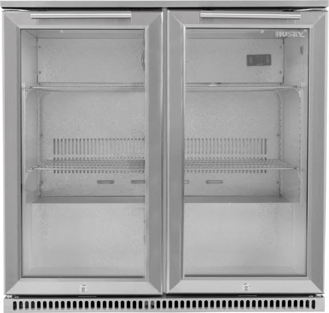 Husky C2AF-HS-STEEL - Flessen Koelkast - Met Glazen deuren - 2 deurs RVS