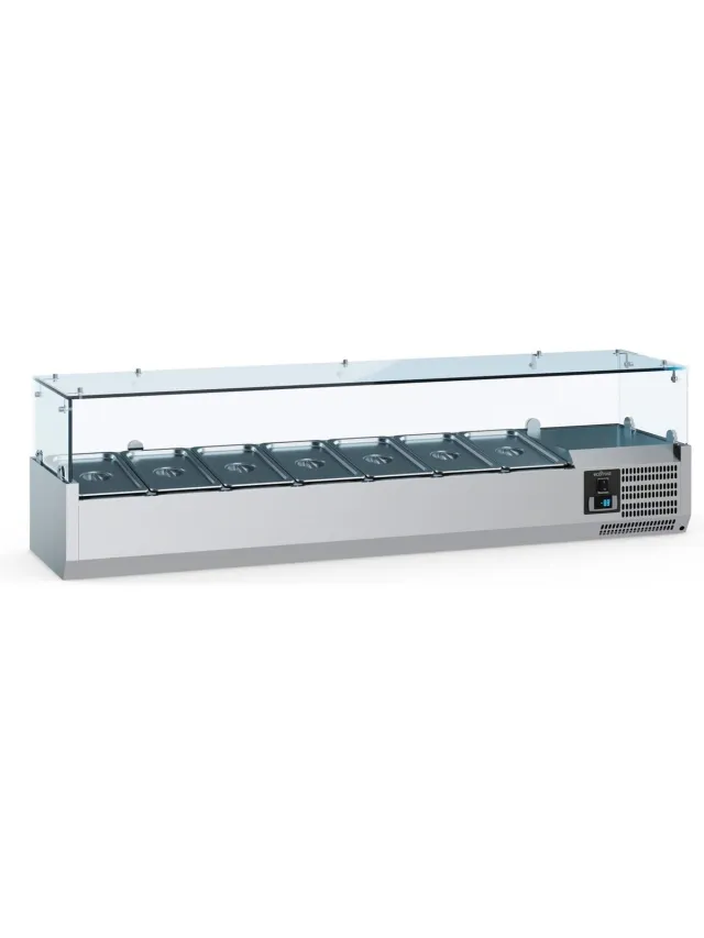 Ecofrost Opzetkoelvitrine 7x 1/4 GN - RVS - 1600mm Grijs