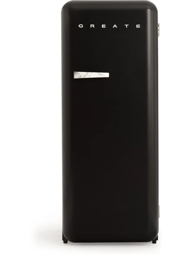 Create Koelkast in retrostijl - Zwart - Handvat Marmer - FRIDGE RETRO 281L