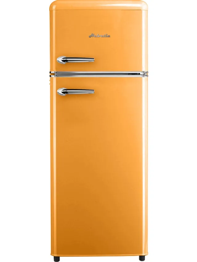 helvetia Retro Koelvriescombinatie HRDPER206EO1 - Oranjekleur - 144cm Hoog - 4ster Vriezer - Vintage - 206 Liter