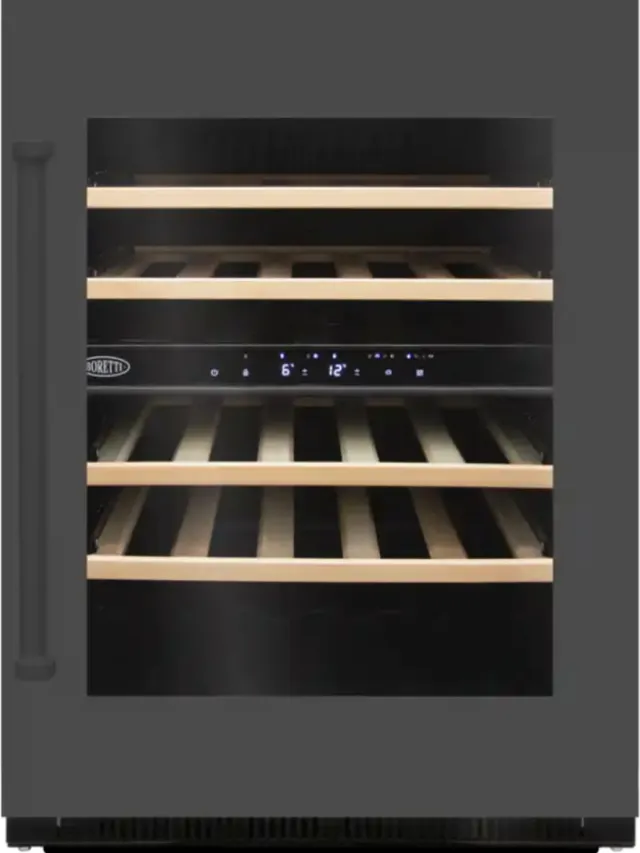 Boretti MLWC82GRAN Wijnklimaatkast inbouw 82cm onderbouw, 2 temperatuurzones, Deurhoogte 780mm met greep, Antraciet glas