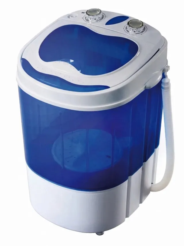 G&G mini wasmachine met centrifuge - Draagbare wasmachine - Camping - Tot 3kg - Tot 50° - 36x37x53cm - Bovenlader - Afvoerslang Wit