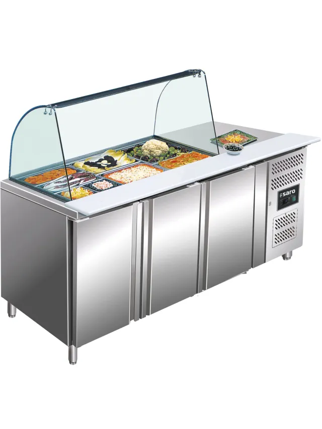 Saro Saladette met glasopstand | 3 deuren, 3x 1/1GN | Saro | 323-10715 Grijs