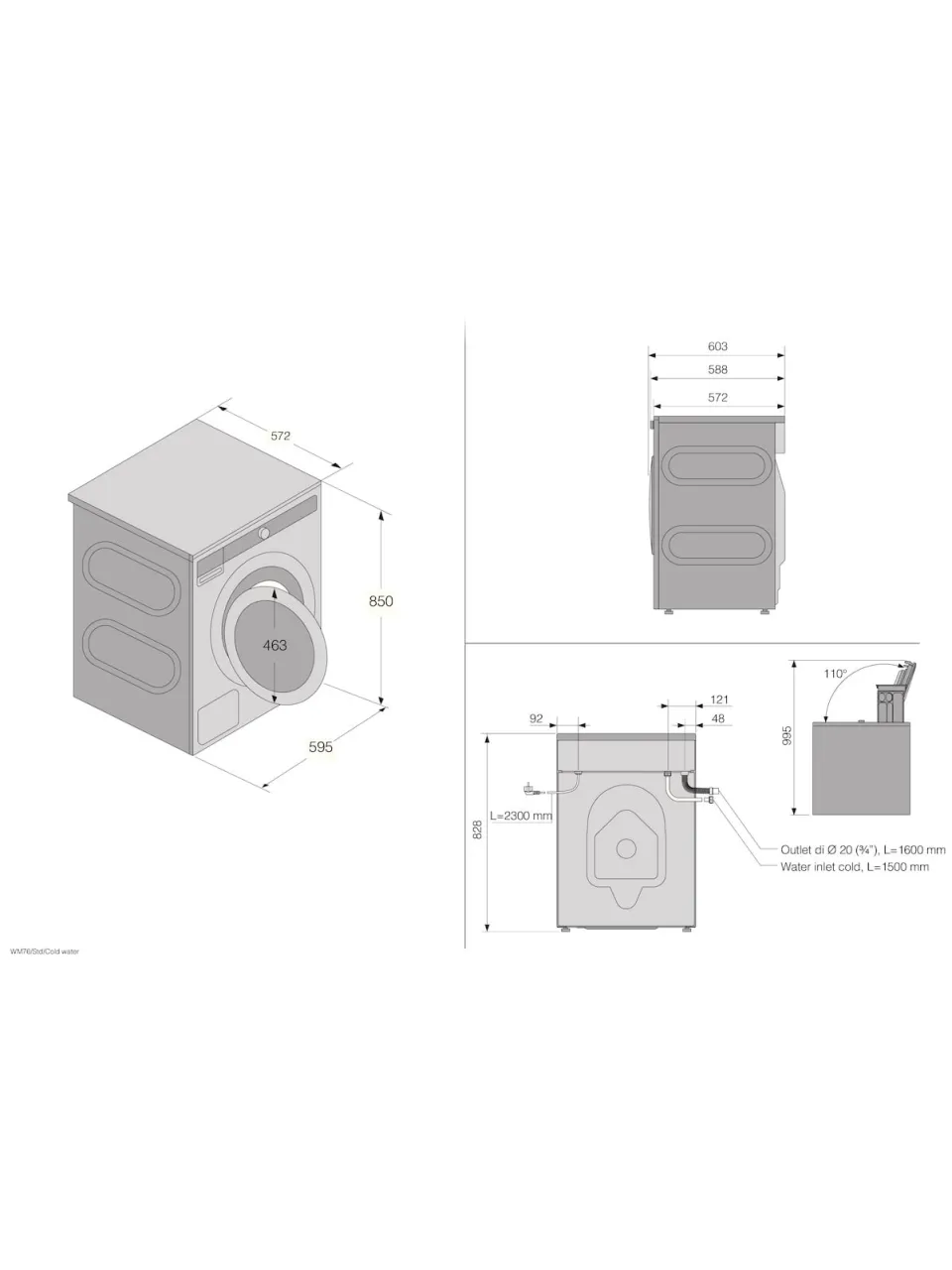 Asko W10844BW wasmachine, voorlader, 8 kg wit, foto 2