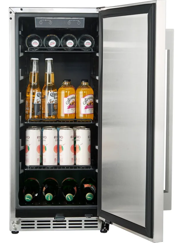 HCK Outdoor Koelkast BC-90 - 38 cm breed - 96 blikjes - RVS in & out - ook inbouw - 90 Liter - Slot - LED verlichting - H 86.50 regelbaar