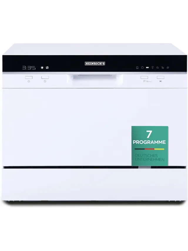 Heinrich's HTG 8840 mini vaatwasser - 7 programma's - gebruik slechts 6,5 liter per cyclus - wit