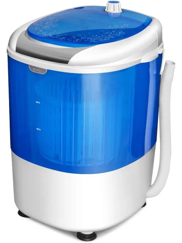 Costway Mini-wasmachine met droogcentrifuge campingwasmachine met 2 5 kg capaciteit toplader hotel Blauw