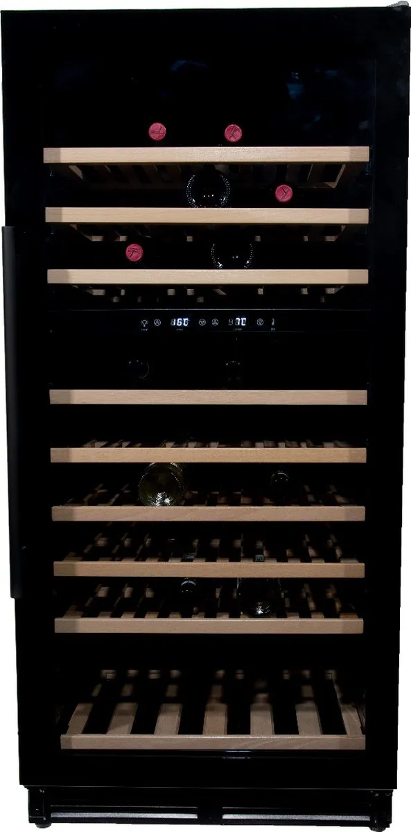 Vinata Premium Wijnklimaatkast Grivola - Vrijstaand en Onderbouw - Zwart - 110 flessen - 131 x 59.8 x 68.5 cm - Glazen deur