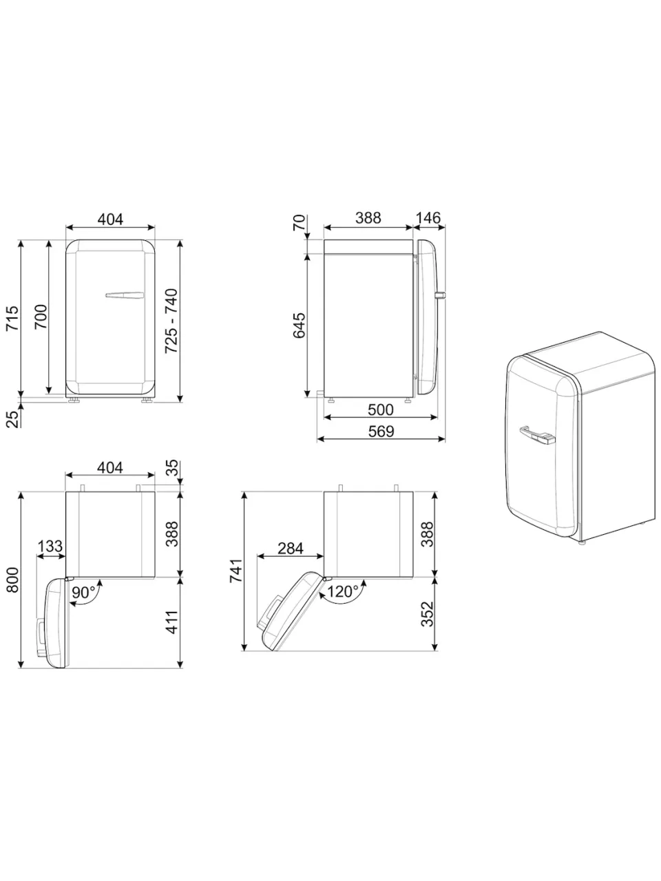 Smeg FAB5LWH6 Mini-koelkast Wit, foto 2