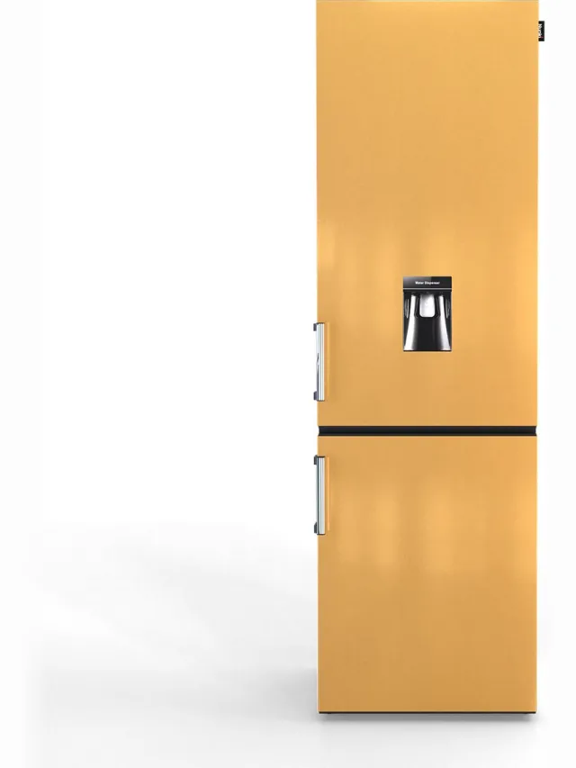 Nunki Large H2O – Koel-vriescombinatie – Waterdispenser – E-klasse – 268 liter – Front Amber Diamond Goud