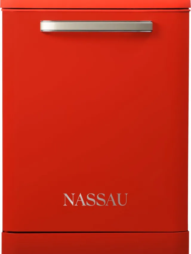 Nassau RVW6000ROO – AUTODOOR - Label D - 43DB! - RVS sproeiarm - Retro Rode Vaatwasser – Handgreep - Vrijstaand – Rood - 5 jaar garantie