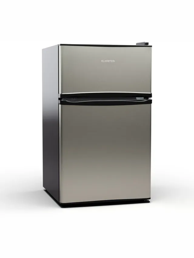 Klarstein Koelkast Big Daddy - met vriesvak, koel-vriescombinatie, stille werking, LED-verlichting, inhoud: 86 liter, koelgedeelte: , vriesgedeelte: 25 liter, zilver - voor Keuken - Compact - Mini Fridge - Compact Koelkast