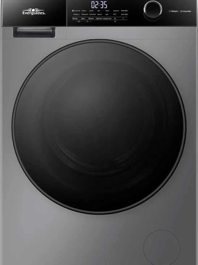 Everglades EVWM91422AG - Wasmachine 9KG - Titanium Gray - Energieklasse A-20% - Stoomfunctie - 15 Programma's - 5 Jaar Garantie 9 kg Titanium Gray