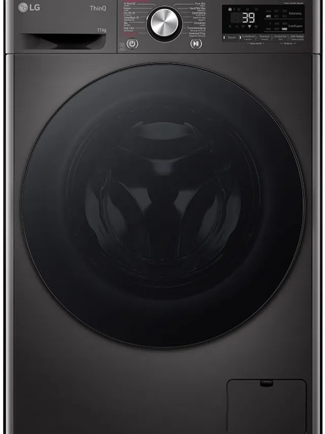 LG F4WR7011SYB wasmachine 11 kg met AI DD voor slimme stofverzorging - TurboWash 39 voor sneller wassen - hygiënisch wassen met stoom en ThinQ slimme bediening. Energieklasse A‑10% Antraciet
