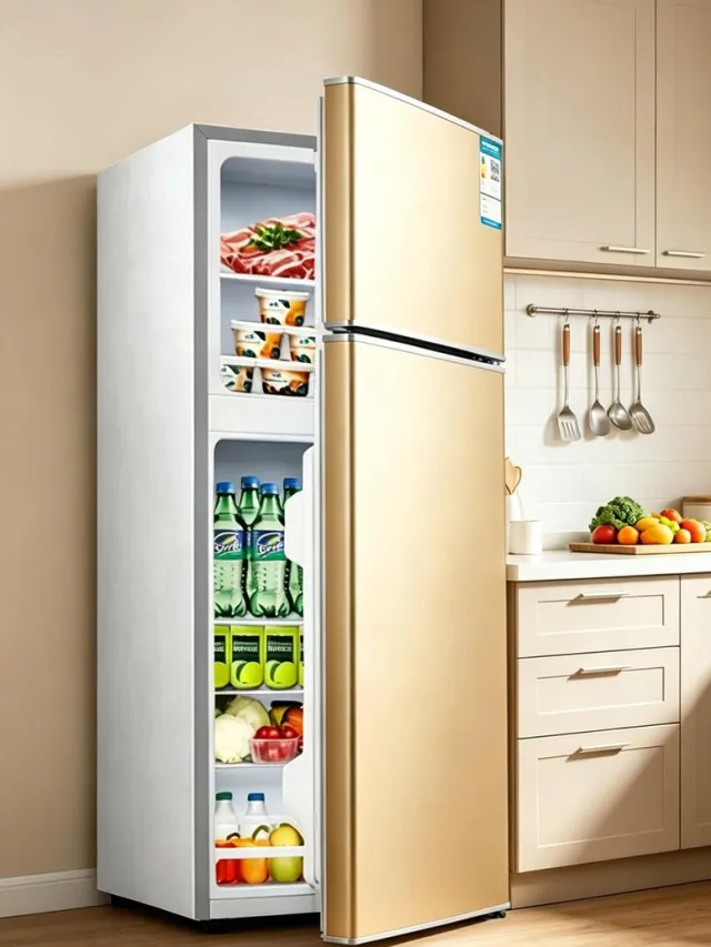 learnlogic koel-vriescombinatie 88 liter, dubbele deuren, compact goud