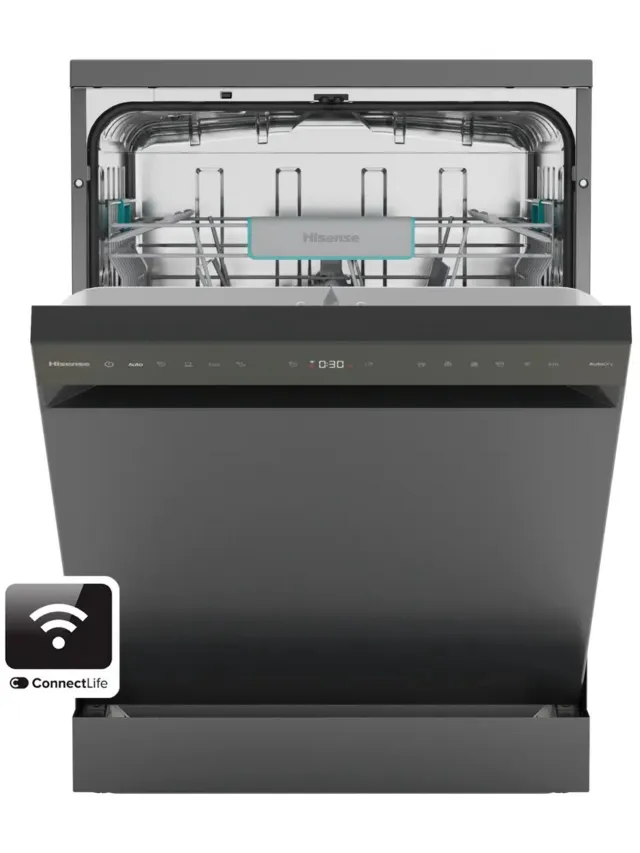 Hisense HS672B90B Vrijstaand Vaatwasser - B - Auto Dry - Zwart - Wifi besturing antraciet