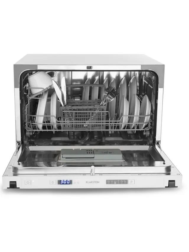 Klarstein Vaatwasser Mini voor 6 Gedecke, Leiser inbouw vaatwasser klein met 6 spoelprogramma's, Kleiner Tisch vaatwasser voor Zuhause kantoor Camping, vaatwasser Mini met Wasseranschluss - Vaatwasmachine Afwasmachine - 6 Maatgedekken 52 cm 1380W Cedar