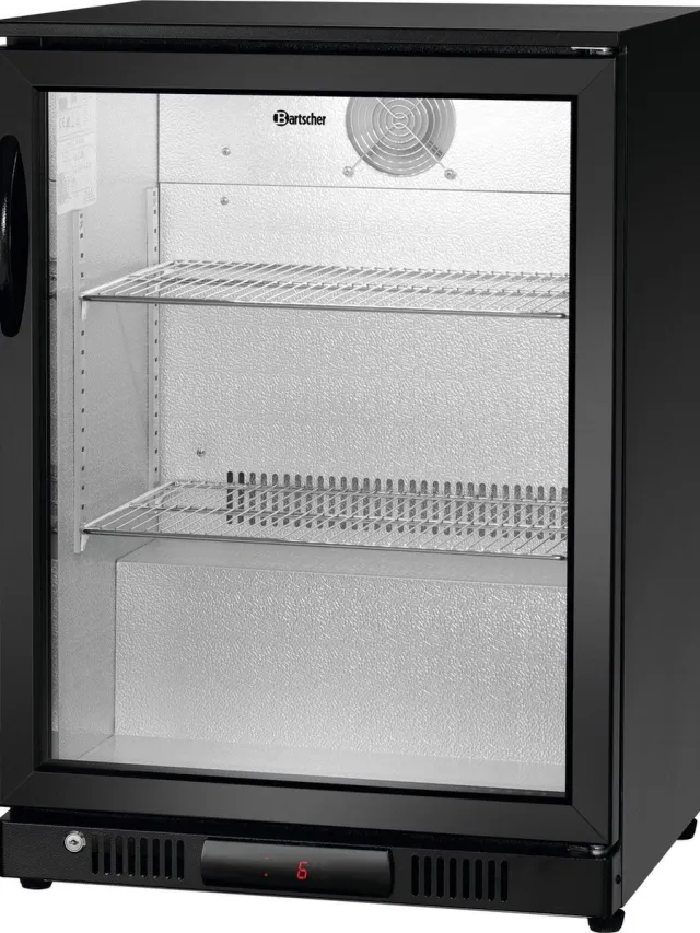 Bartscher Barkoelkast 124L - Zwart - Glazen Deur - 230V - 600x550x850mm - Horeca Koelkast rvs