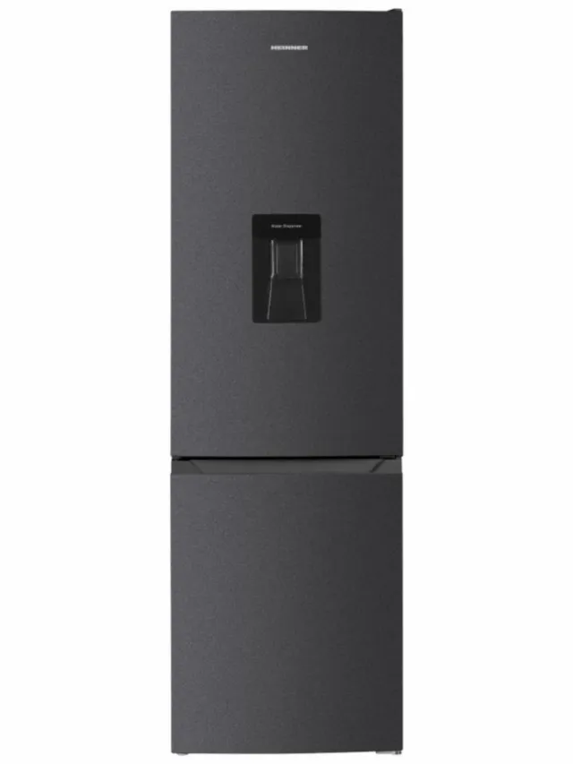 Heinner HC-HM313INVDGWDD Koel-vriescombinatie met Waterdispenser – 313 L – Inverter Compressor – Energieklasse D – Elektronische Bediening – Super Freeze – Vingerafdrukbestendige Afwerking – Antracietgrijs – 5 Jaar Garantie