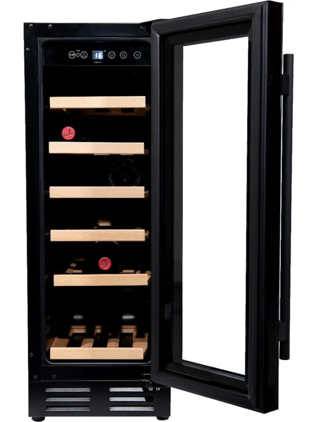 Vinata Premium Wijnkoelkast Tenibres - Vrijstaand en Onderbouw - Zwart - 18 flessen - 82 x 29.5 x 57.5 cm - Glazen deur