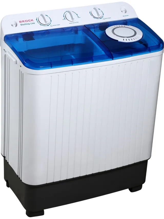 Brock Electronics Brock XXL camping wasmachine - Dubbele trommel - 7,8Kg was en 6,0Kg centrifuge capaciteit Blauw