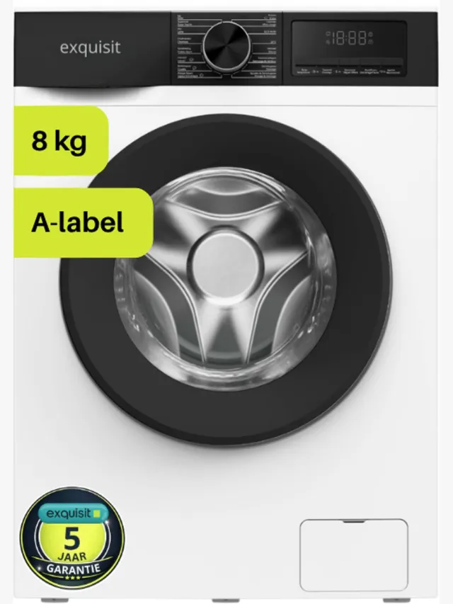 Exquisit WA8214-341A - Wasmachine - 8 Kilo - A Label-10% - 5 Jaar Garantie - Wit