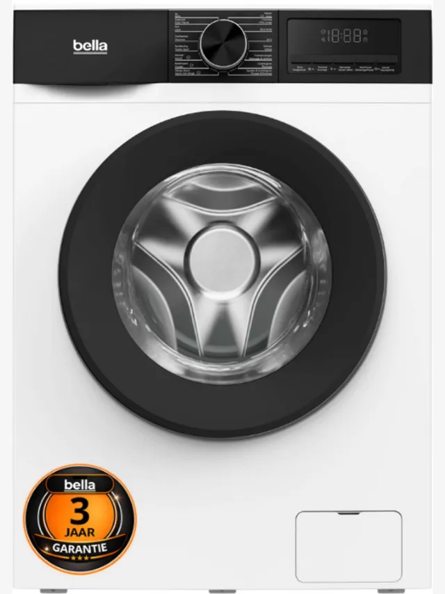 Bella BWA8014.1W - Wasmachine - Stoomfunctie - 3 jaar garantie - Energielabel A - 8KG - 1400 Toeren - 16 Wasprogramma's - Wit