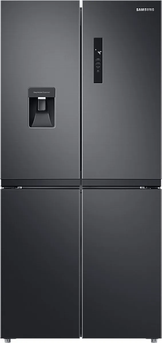 Samsung RF48A401EB4/EO, Vrijstaand, Frans deur, Zwart, LED, Op de deur, Gehard glas Black