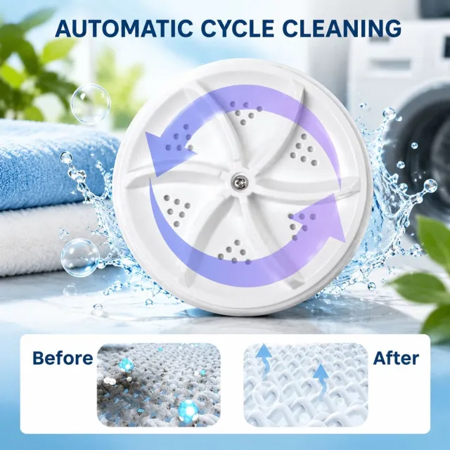VHV Voor reizen - Mini draagbare USB - wasmachine wastafel wasmachine ultrasone turbo wasmachine voor kleding en servies. Perfect , zaken, camping, huis, college, camper en... Wit
