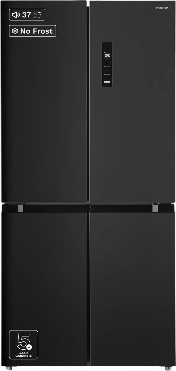 Inventum SKV4178B No Frost energiezuinige Amerikaanse koelkast - 474 liter - Digitaal display - Stil: 37 dB - Supervriezen - Superkoelen - Vershoudlade - 4 deuren - Zwart